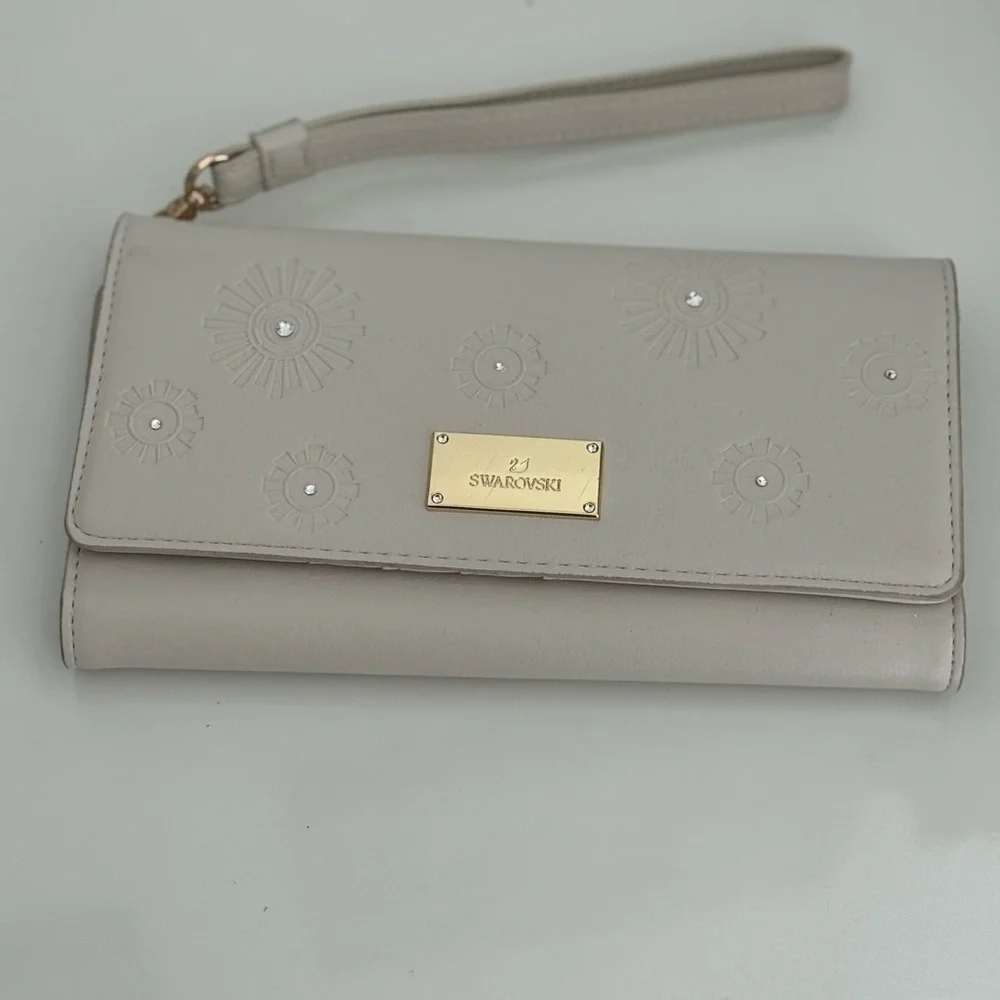 Swarovski Cream Wristlet Clutch with Gold Hardware